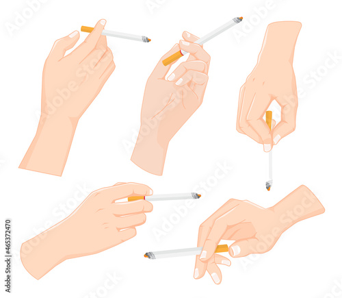 Hand holding a cigarette, Hand collection, vector illustration