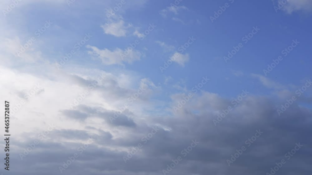 A time interval of blue sky and moving airy white clouds. Textures of white clouds forming against a blue sky background. Beautiful sunset sky timelapse. Mesmerizing cloud formation in the atmosphere A time interval of blue sky and moving airy white clouds. Textures of white clouds forming against a blue sky background. Beautiful sunset sky timelapse. Mesmerizing cloud formation in the atmosphere
