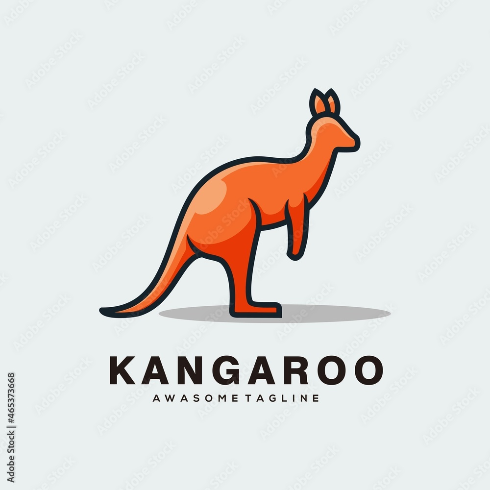 kangaroo abstract logo design vector flat color