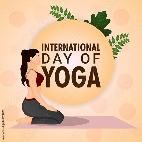 International day of yoga with vector illustration and background
