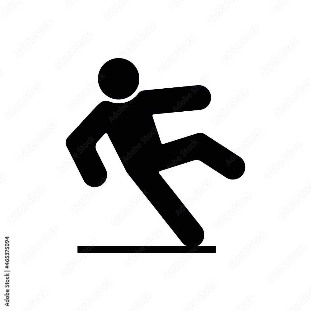 Caution wet floor. Warning Informational sign. Slip man icon. Vector illustration Caution wet floor. Warning Informational sign. Slip man icon. Vector illustration