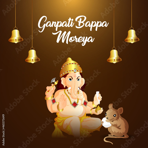 Ganpati bappa moreya celebration background with vector illustration of lord ganesh photo