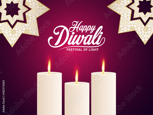 Indian festival happy diwali celebration greeting card with candle
