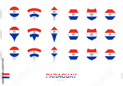 Collection of the Paraguay flag in different shapes and with three different effects.