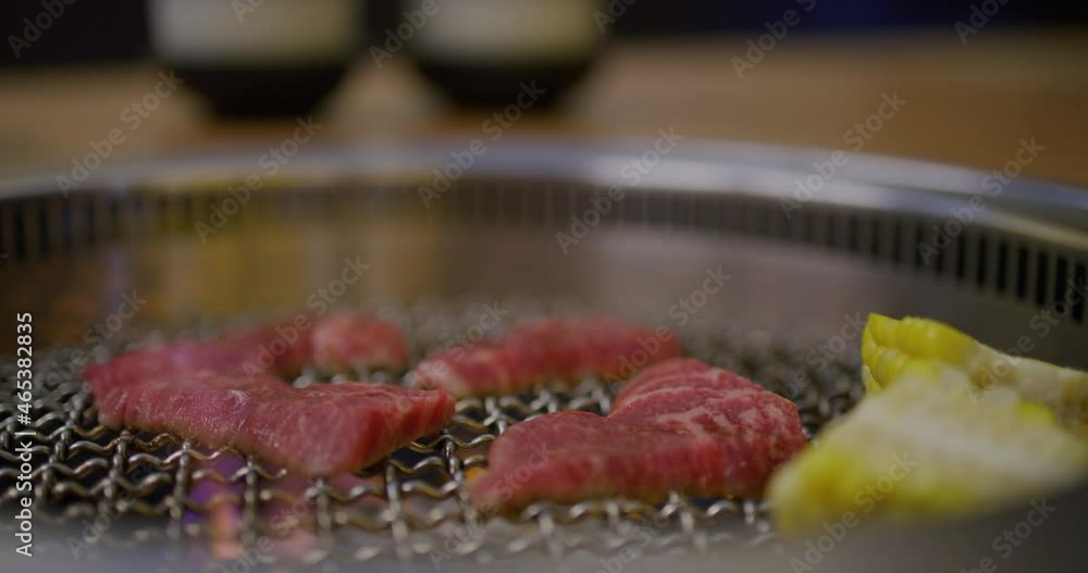 Japanese style bbq Yakiniku with Wagyu beef sliced Japanese style bbq Yakiniku with Wagyu beef sliced