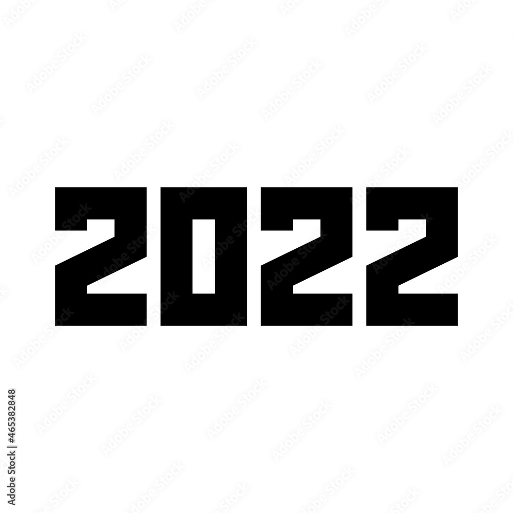 2022 New Year. Figures, numbers. Black silhouette. Front horizontal view. Vector simple flat graphic illustration. The isolated object on a white background. Isolate. 2022 New Year. Figures, numbers. Black silhouette. Front horizontal view. Vector simple flat graphic illustration. The isolated object on a white background. Isolate.