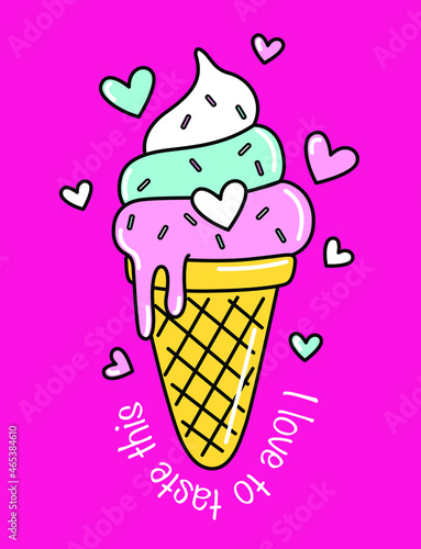 helado de colores, corazones