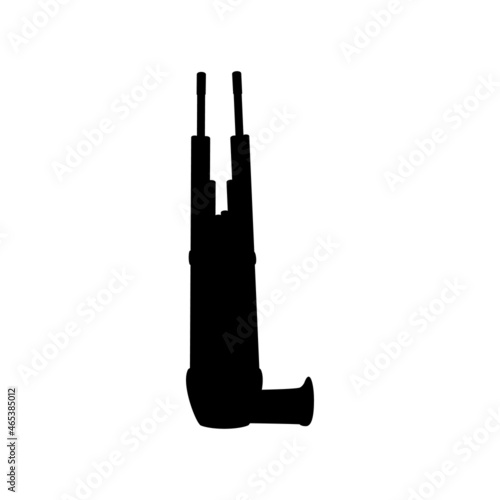 Silhouette ancient Chinese wind instrument Sheng. Oriental musical instrument.