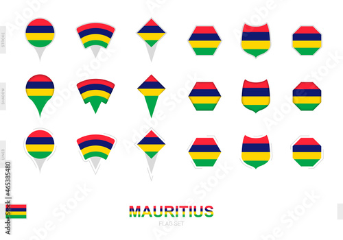 Collection of the Mauritius flag in different shapes and with three different effects.