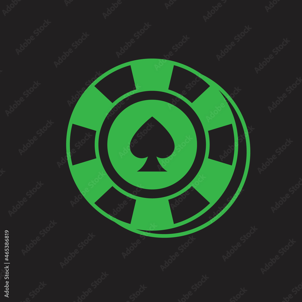 Casino chip emblem. Spades Suit symbol in round game chip. Casino chip emblem. Spades Suit symbol in round game chip.