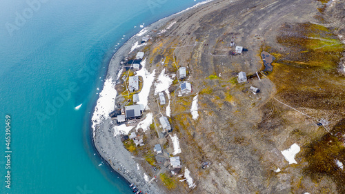 The old Russian polar station. Tikhaya Bay. Hooker Island. Franz Josef Land. photo