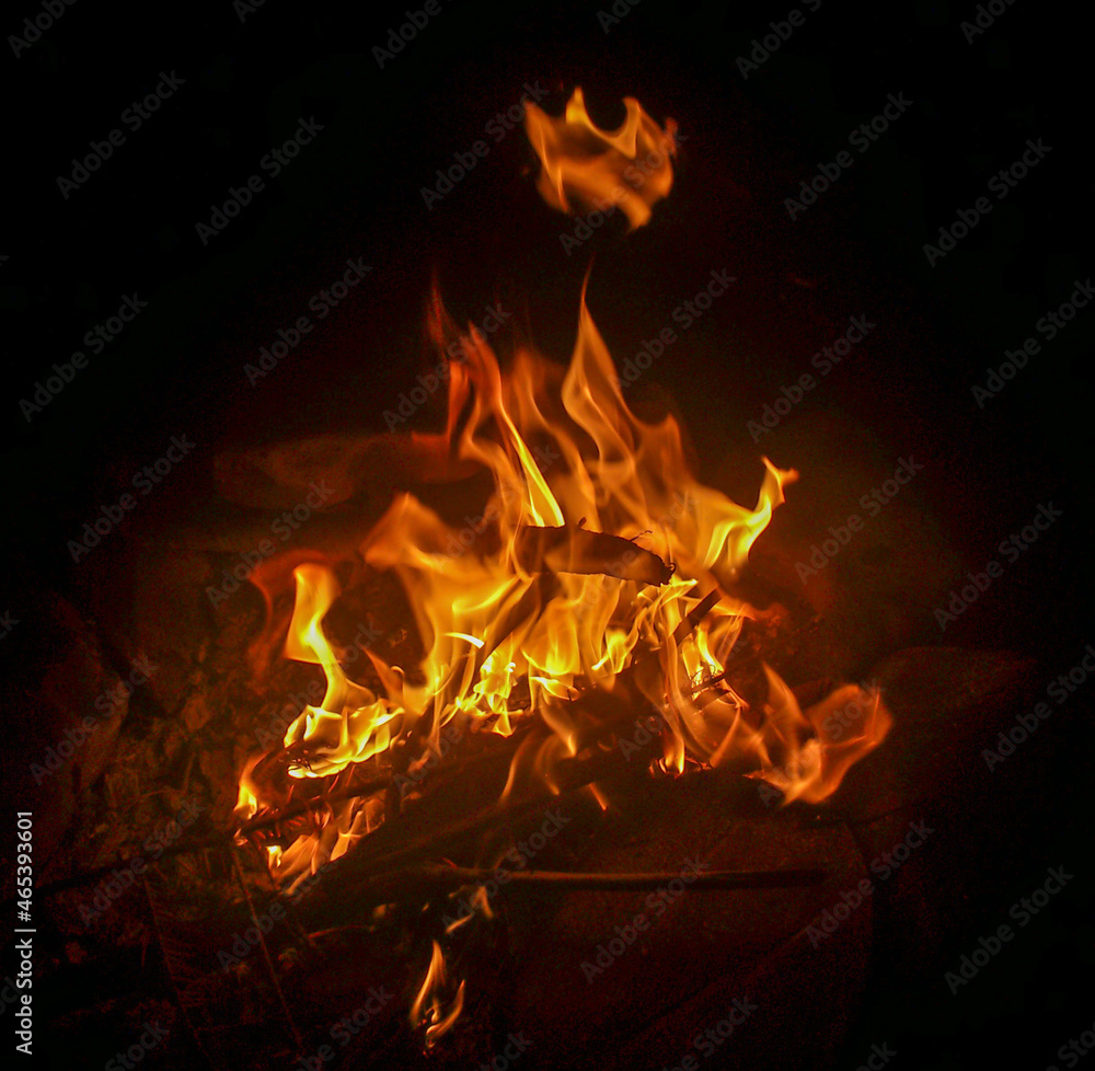 Fire flames on a black background Fire flames on a black background