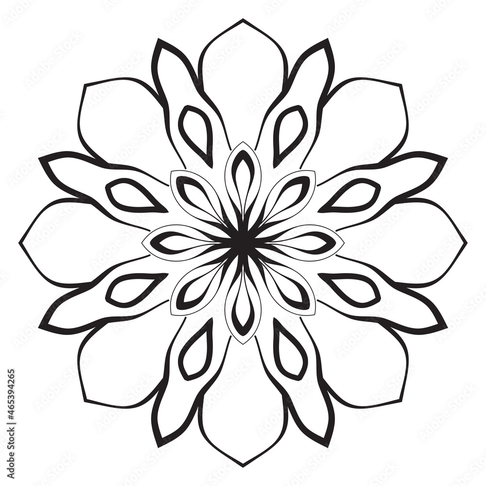 Cute Mandala. Ornamental round doodle flower isolated on white background. Geometric decorative ornament in ethnic oriental style. Cute Mandala. Ornamental round doodle flower isolated on white background. Geometric decorative ornament in ethnic oriental style.