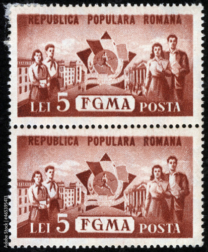 Republica Populara Romana stamp. Republica Populara Romana historical stamp. Republica Populara Romana stamp collection. photo