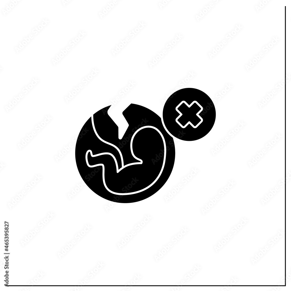 Abortion glyph icon. Pregnancy ending.Removal, expulsion embryo or fetus. Unwanted pregnancy. Health care. Woman health concept. Filled flat sign. Isolated silhouette vector illustration Abortion glyph icon. Pregnancy ending.Removal, expulsion embryo or fetus. Unwanted pregnancy. Health care. Woman health concept. Filled flat sign. Isolated silhouette vector illustration