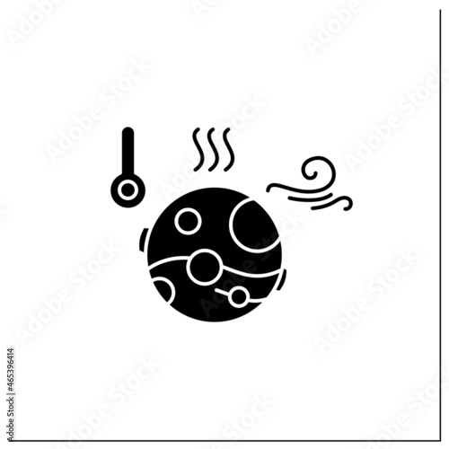 Mars climate glyph icon.Poor climatic living conditions.Mars landing concept. Filled flat sign. Isolated silhouette vector illustration