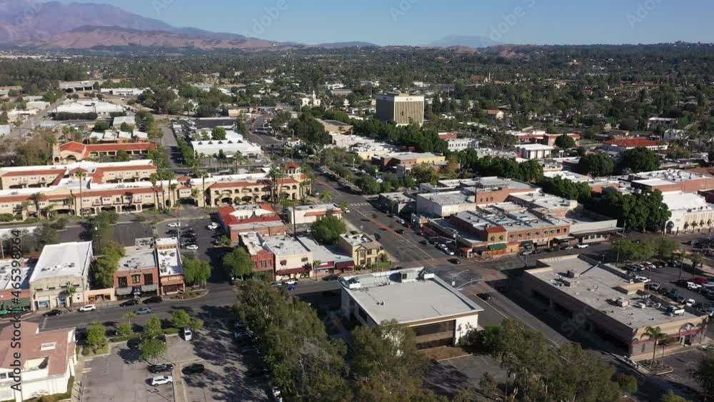 Daytime aerial view of downtown Redlands, California, USA. Daytime aerial view of downtown Redlands, California, USA.