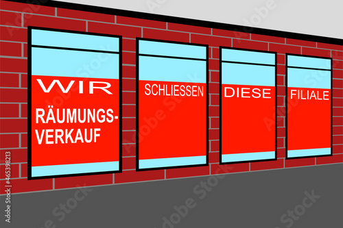 Perspektivische Schaufensterfassade für Räumungsverkauf