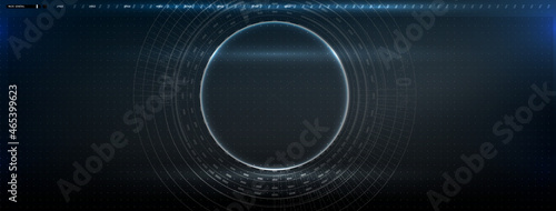 Abstract tech design background Abstract technology circuit board vector background. High tech technology geometric and connection system background Futuristic circle Abstract style on blue background