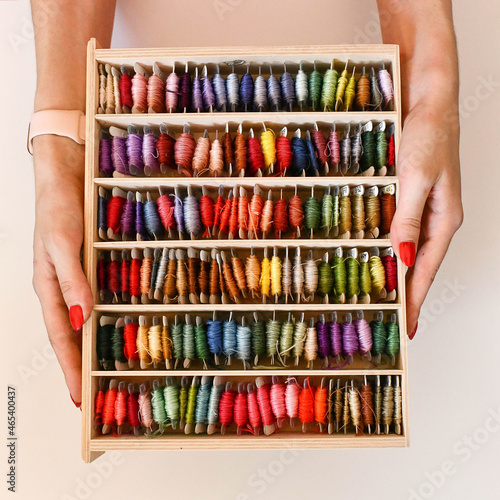 Obraz na plátně embroidery embroider embroidered thread needles hoop fabric designer embroidery