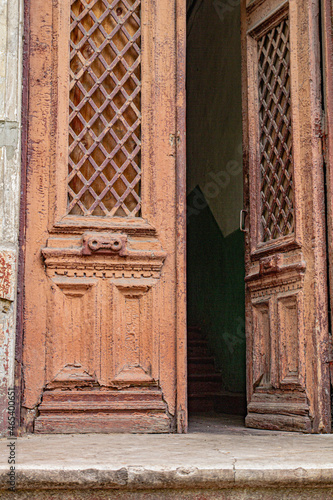 wooden door in the town