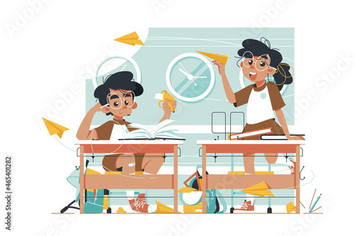 Girl and boy school kids