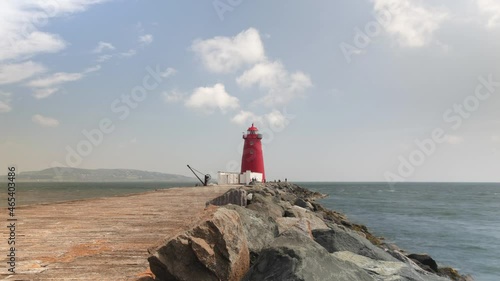 Time lapse of Poolbeg Lighthouse in Dublin in Ireland