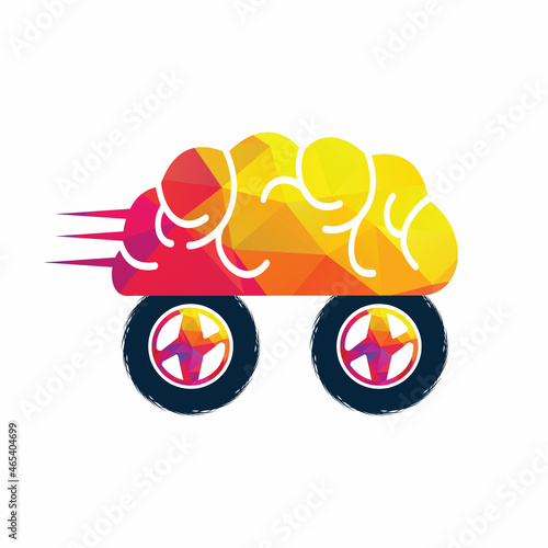 Autopilot concept concept. Simple brain smart driverless vehicle with artificial intelligence.