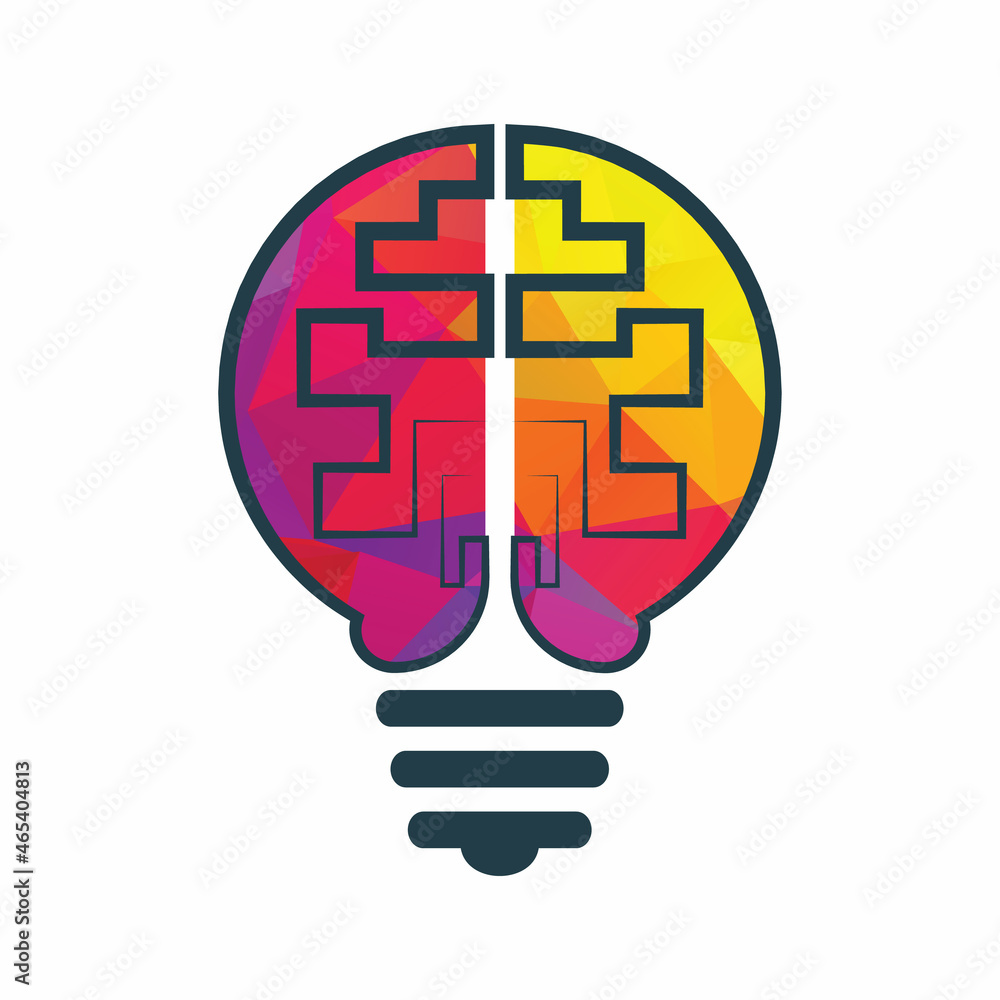 Bulb and brain logo design. Creative light bulb idea brain vector icon. Bulb and brain logo design. Creative light bulb idea brain vector icon.
