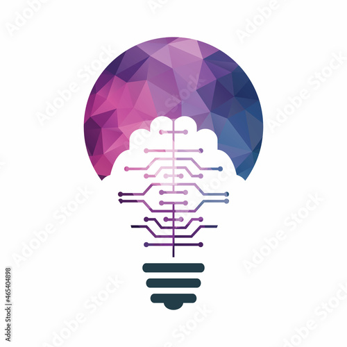 Bulb and brain logo design. Creative light bulb idea brain vector icon.