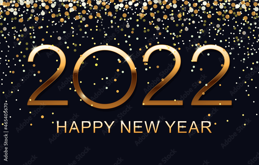 Happy new year 2022 background. Elegant gold text. Holiday greeting card  design. Vector illustration. Stock Vector | Adobe Stock