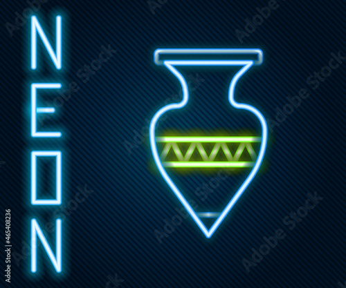 Glowing neon line Ancient amphorae icon isolated on black background. Colorful outline concept. Vector