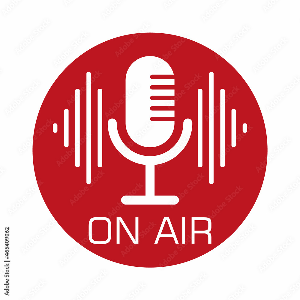 On Air sign, emblem, logo. Live stream symbol. Vector illustration. Vector illustration On Air sign, emblem, logo. Live stream symbol. Vector illustration. Vector illustration