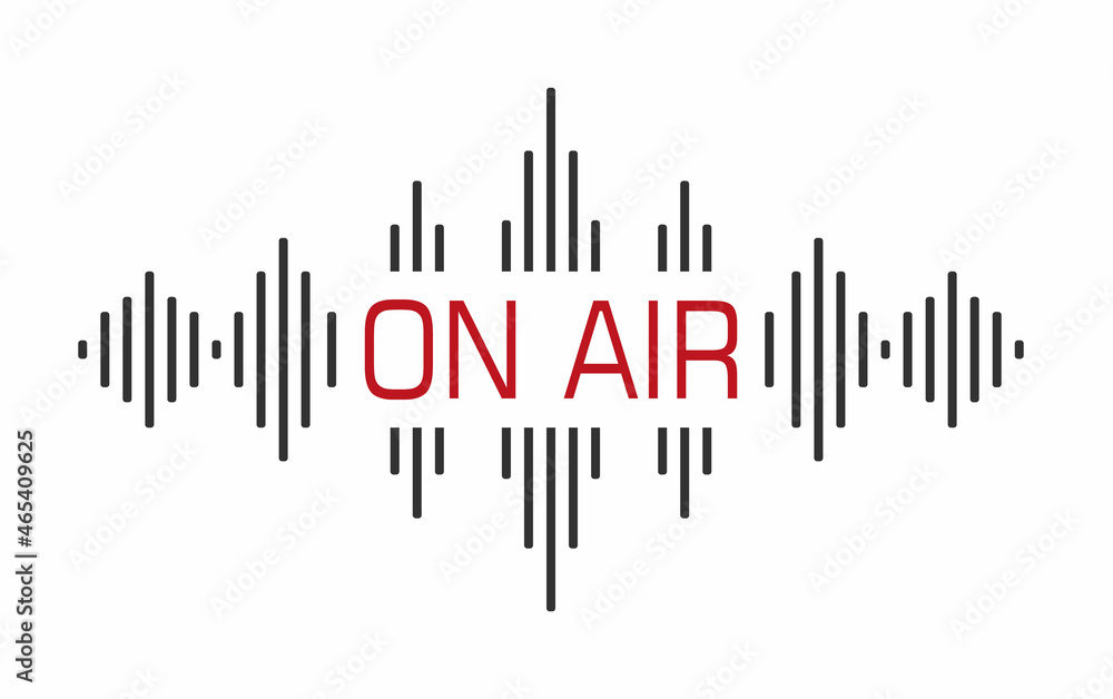 On Air sign, emblem, logo. Live stream symbol. Vector illustration. Vector illustration On Air sign, emblem, logo. Live stream symbol. Vector illustration. Vector illustration