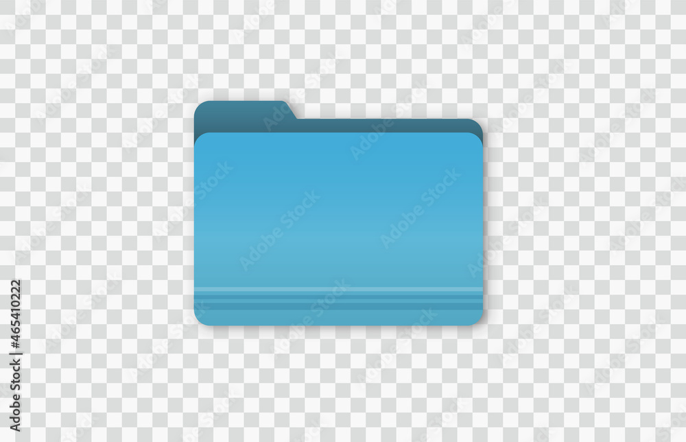 Blue folder flat vector icon isolated on a transparent background