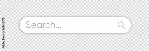 Search here. Search bar for ui. Search bar vector icons in flat design, isolated on transparent background with realistic shadow. Vector illustration.