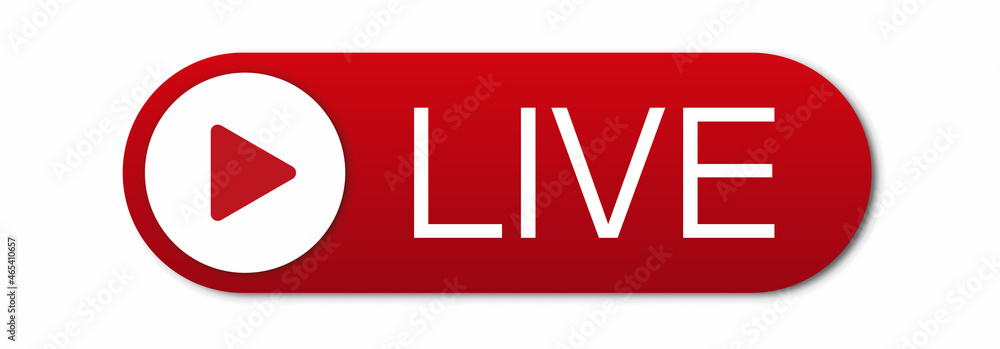 Red live button on a white background. Live symbol, badge, sign, label, sticker template. Social media concept. Vector illustration Red live button on a white background. Live symbol, badge, sign, label, sticker template. Social media concept. Vector illustration