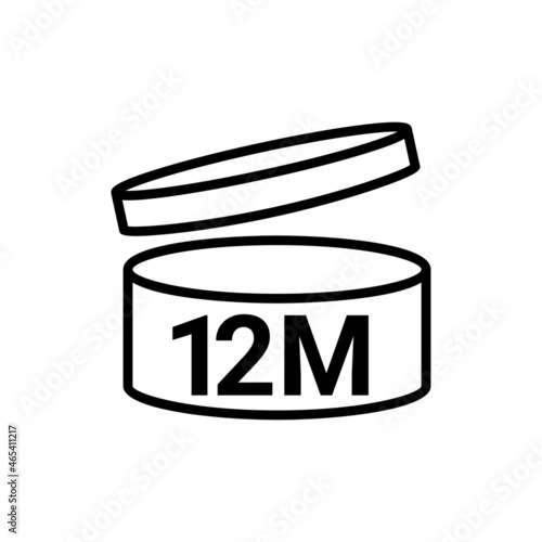 Pao symbol logo cosmetic life. 12 Months expiry open shelf jar expiration pao month icon