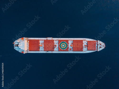 Canvas Print Aerial view of general cargo ship in open sea