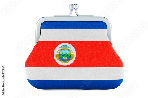 Coin purse with Costa Rican flag. Budget, investment or financial, banking concept in Costa Rica. 3D rendering photo