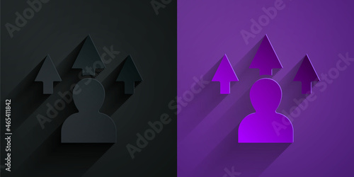 Paper cut Web design and front end development icon isolated on black on purple background. Paper art style. Vector