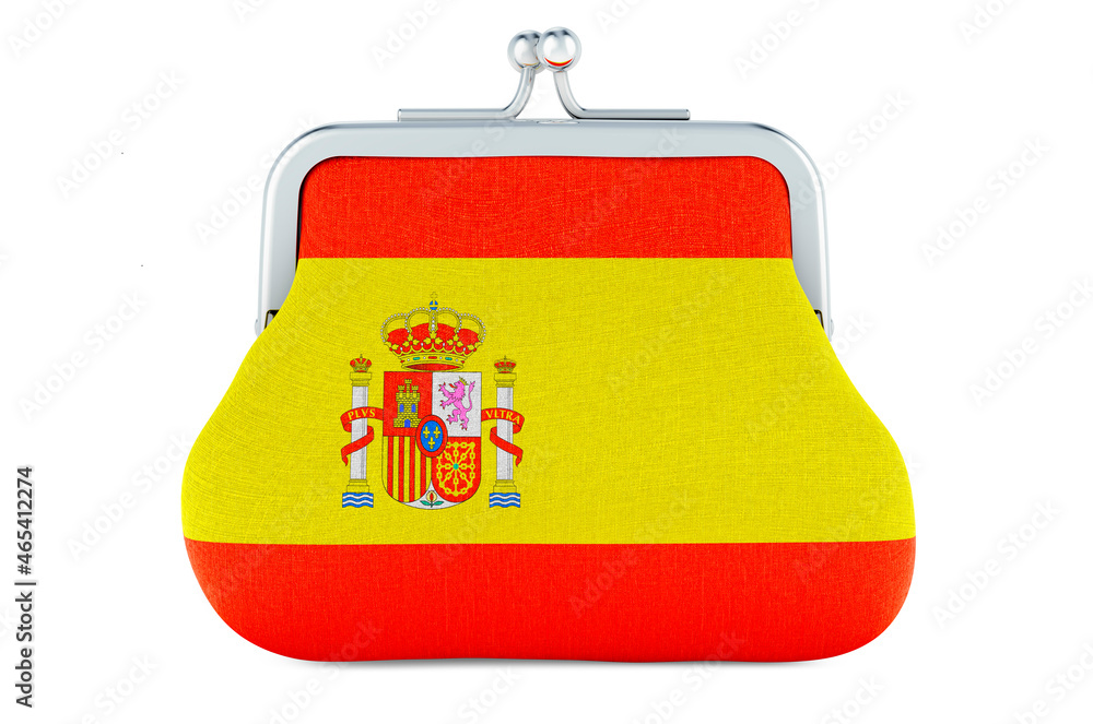 Coin purse with Spanish flag. Budget, investment or financial, banking