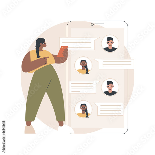 Messaging application abstract concept vector illustration. Texting desktop application, mobile phone chat app, messaging mobile soft, social media messenger, video call, sms abstract metaphor.