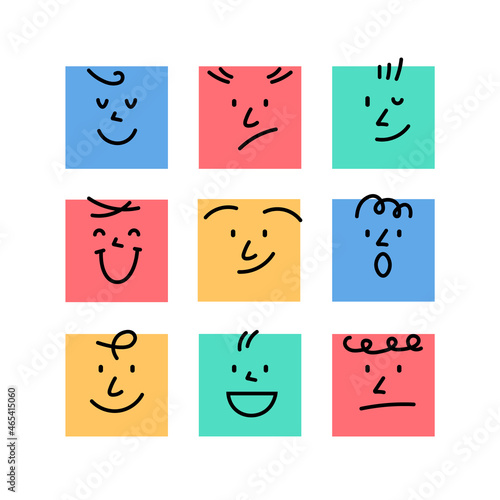 Cartoon smile face abstract character happy icon. Vector emotion face avatar