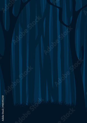 Dark night forest landscape. Abstract vector background