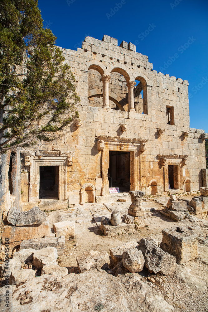 Naklejka premium Alahan Monastery is a complex of fifth century buildings located in the mountains of Isauria in southern Asia Minor.Mut district of Mersin province,Turkey.