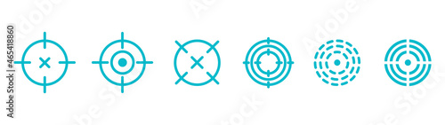 targets, a group of blue targets, target icons for shooting