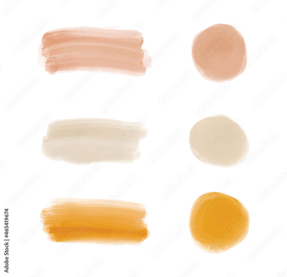 Orange and nude brush stroke watercolor splashes
  - obrazy, fototapety, plakaty 