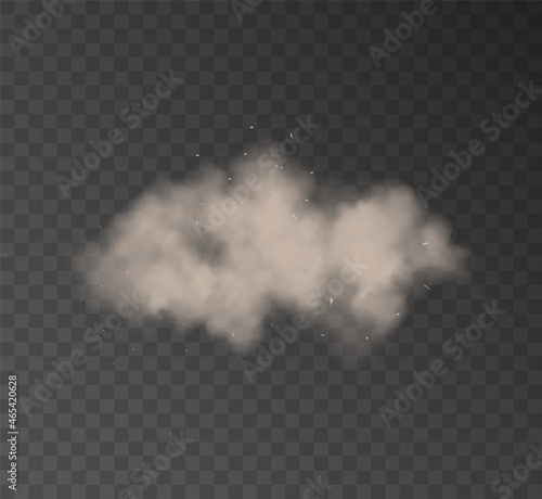 Dust sand cloud dirt air vector smog transparent element. Dusty smoke cloud design