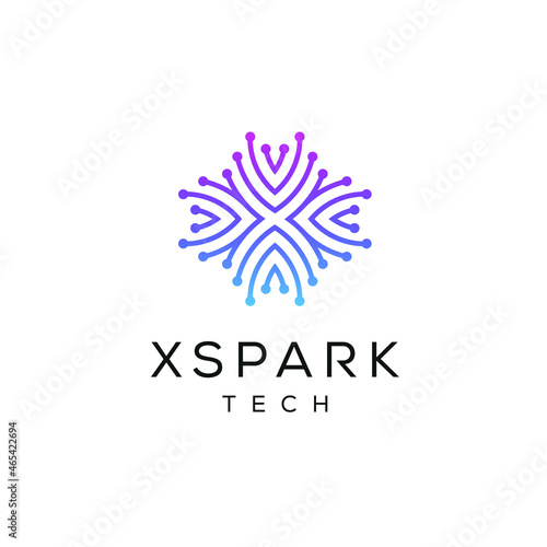 spark icon logo  letter X design concept molecular technology concept